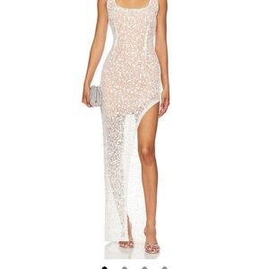 NADINE MERABI White Sequin Dress